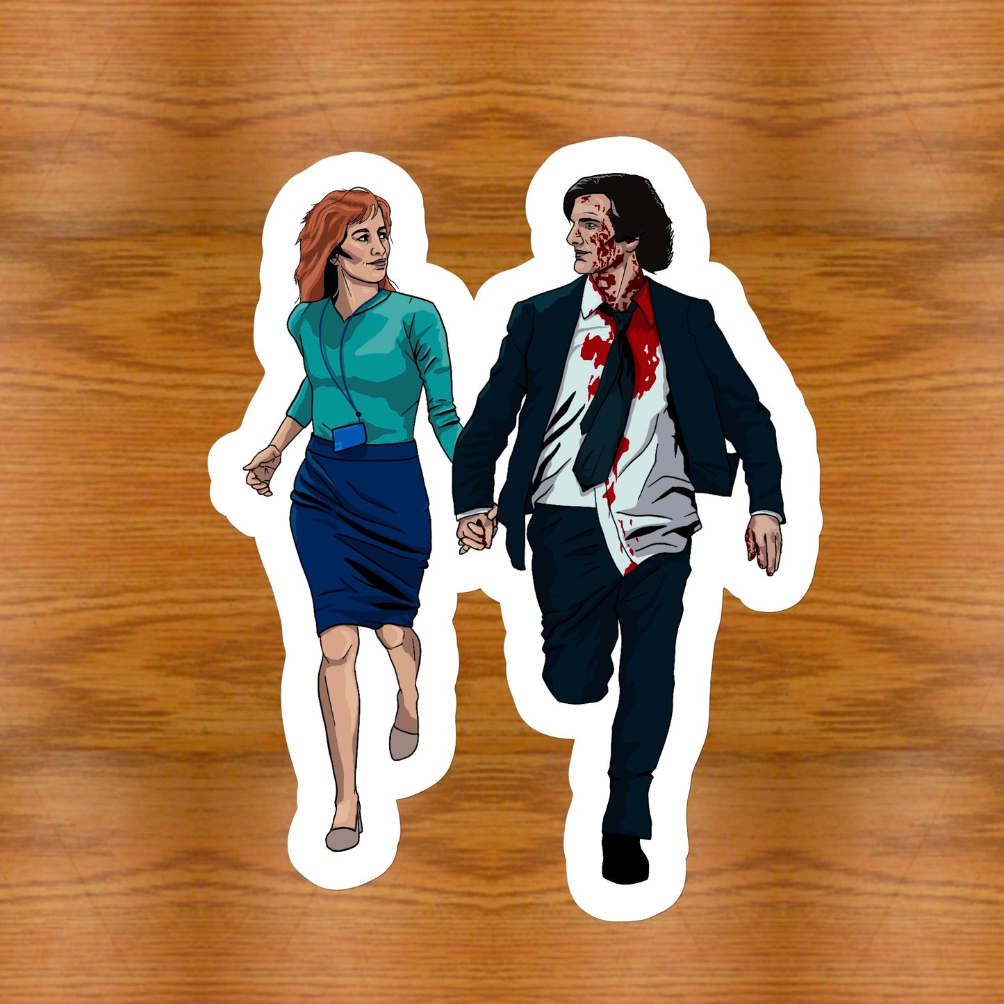 Helly R and Mark S running Sticker | Severance Season 2 Finale | Eco-Friendly Vinyl - Jessie's Art Shop
