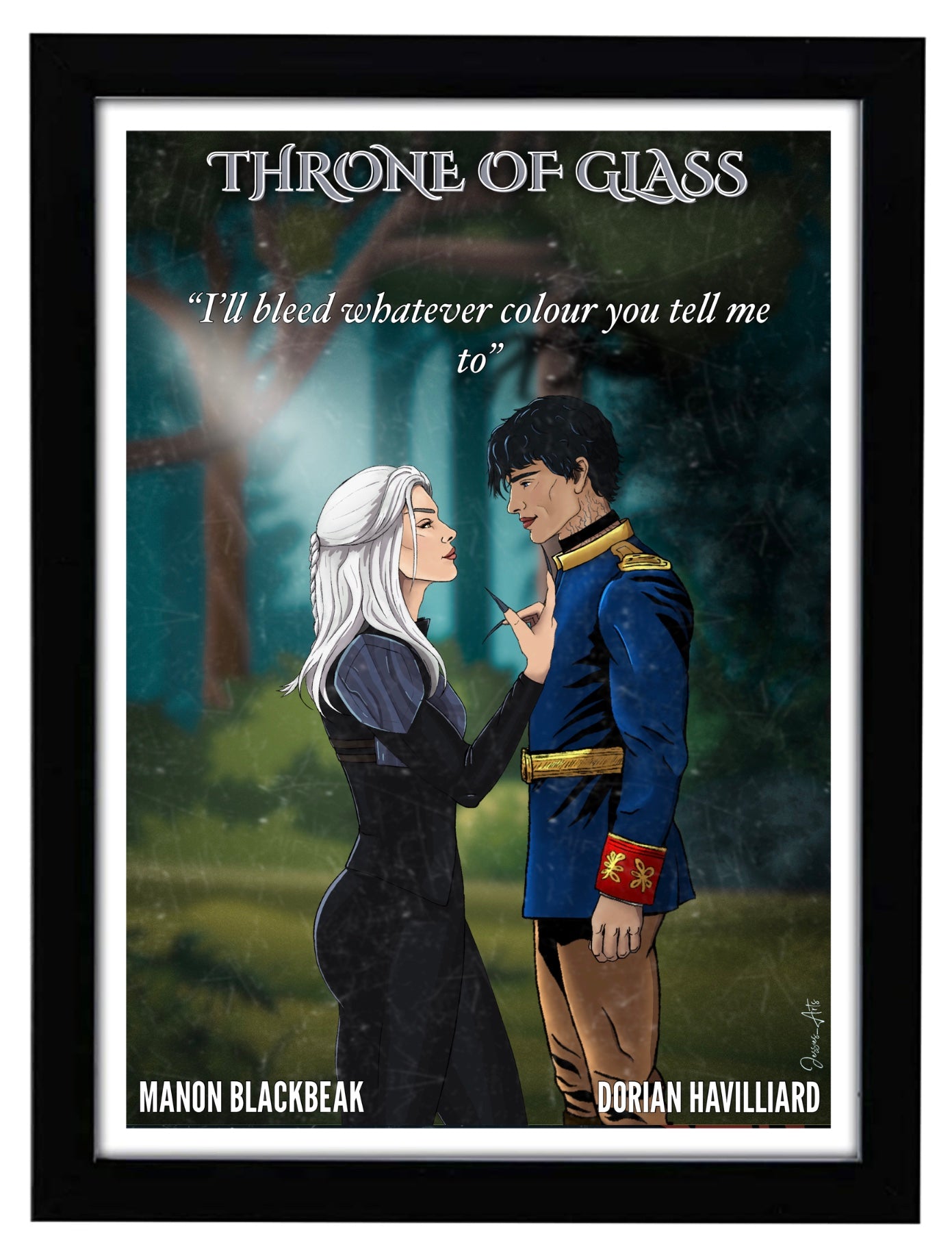 Manon and Dorian Art Print Throne of Glass | Manorian Fan Art | Premium Poster