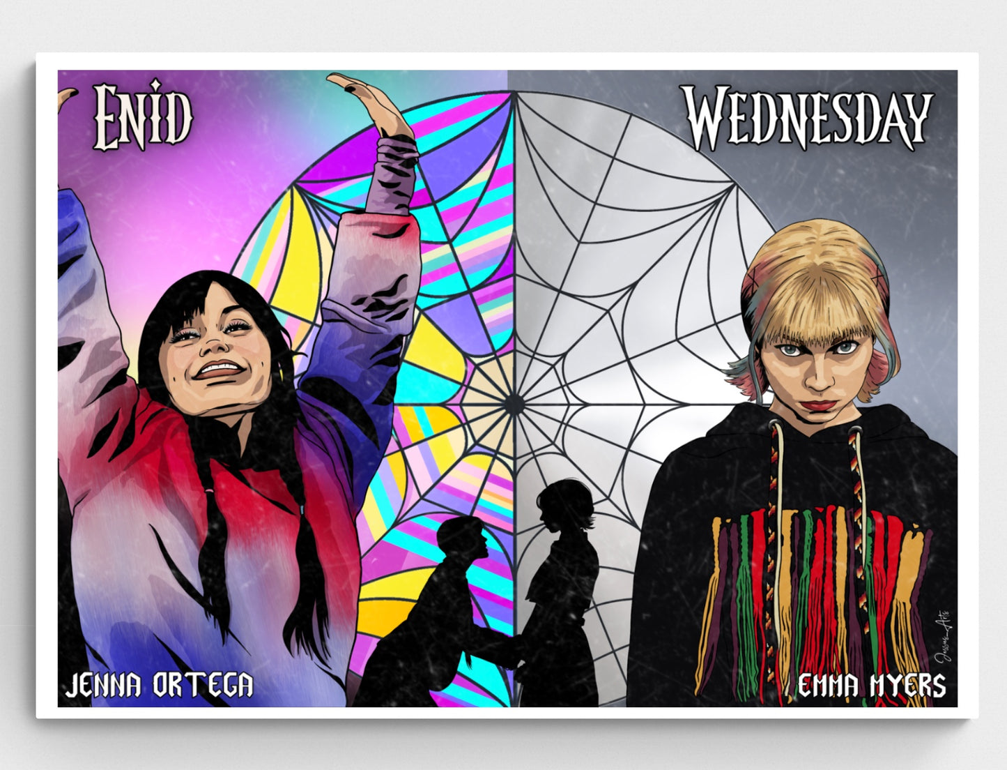 Wednesday Addams and Enid Sinclair body swap Art Print Set | JHollyArt Collection | Premium Fan Art - Jessie's Art Shop