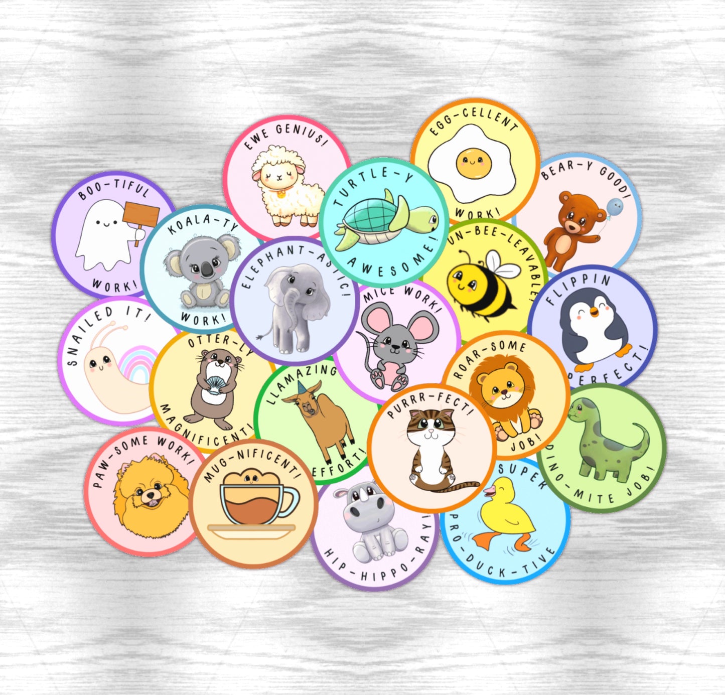 Teacher Reward Stickers | 20 Animal Puns | Eco-Friendly Classroom Pack - Jessie's Art Shop