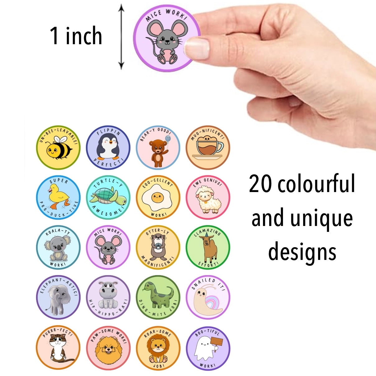 Teacher Reward Stickers | 20 Animal Puns | Eco-Friendly Classroom Pack - Jessie's Art Shop