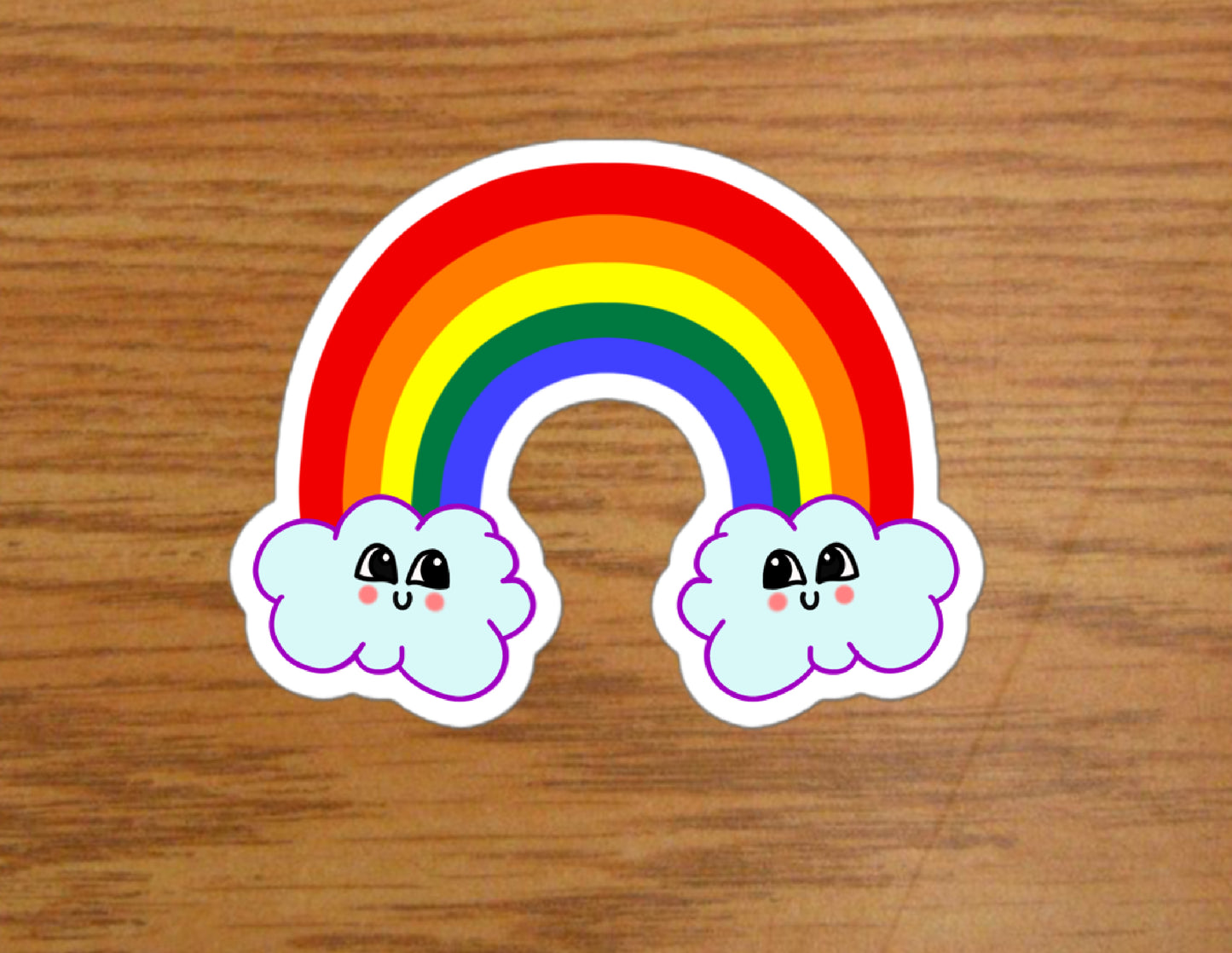 Kawaii Rainbow & Clouds Sticker | Happy Weather Design | Eco-Friendly Vinyl - Jessie's Art Shop