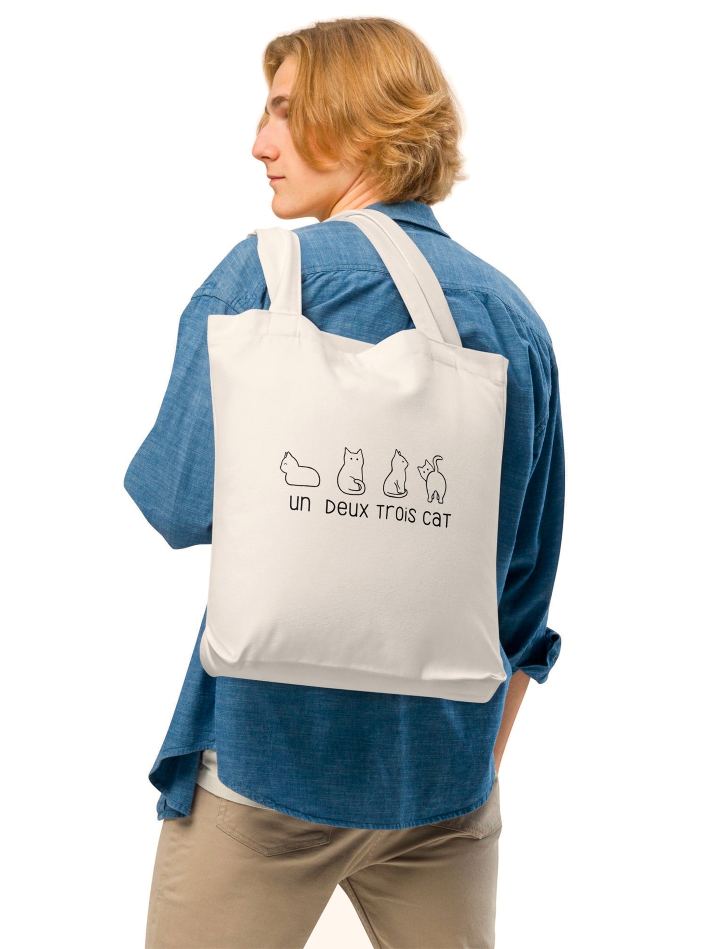 Un deux trois cat tote bag | Eco friendly Canvas reusable shopping Bag - Jessie's Art Shop