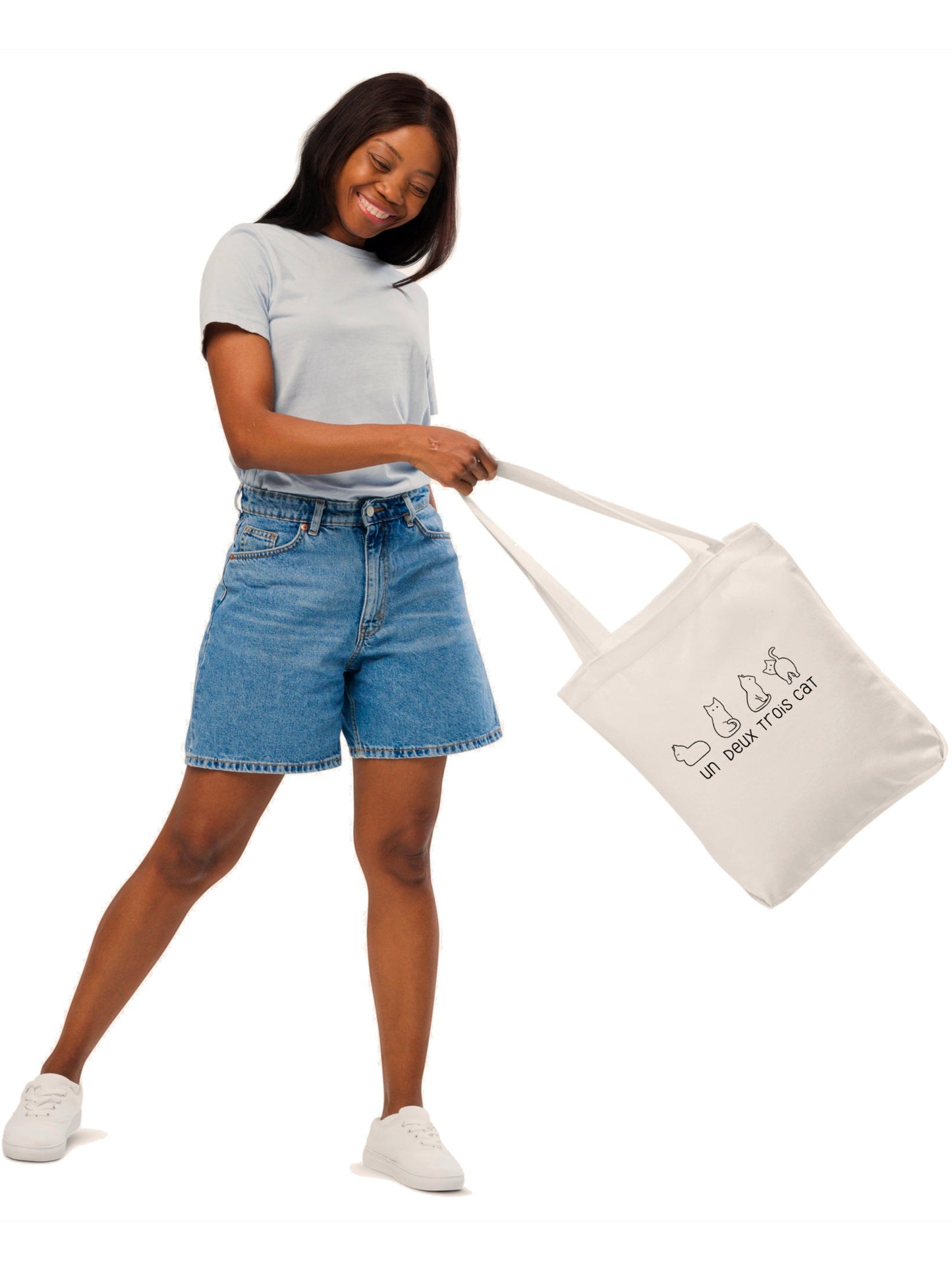 Un deux trois cat tote bag | Eco friendly Canvas reusable shopping Bag - Jessie's Art Shop