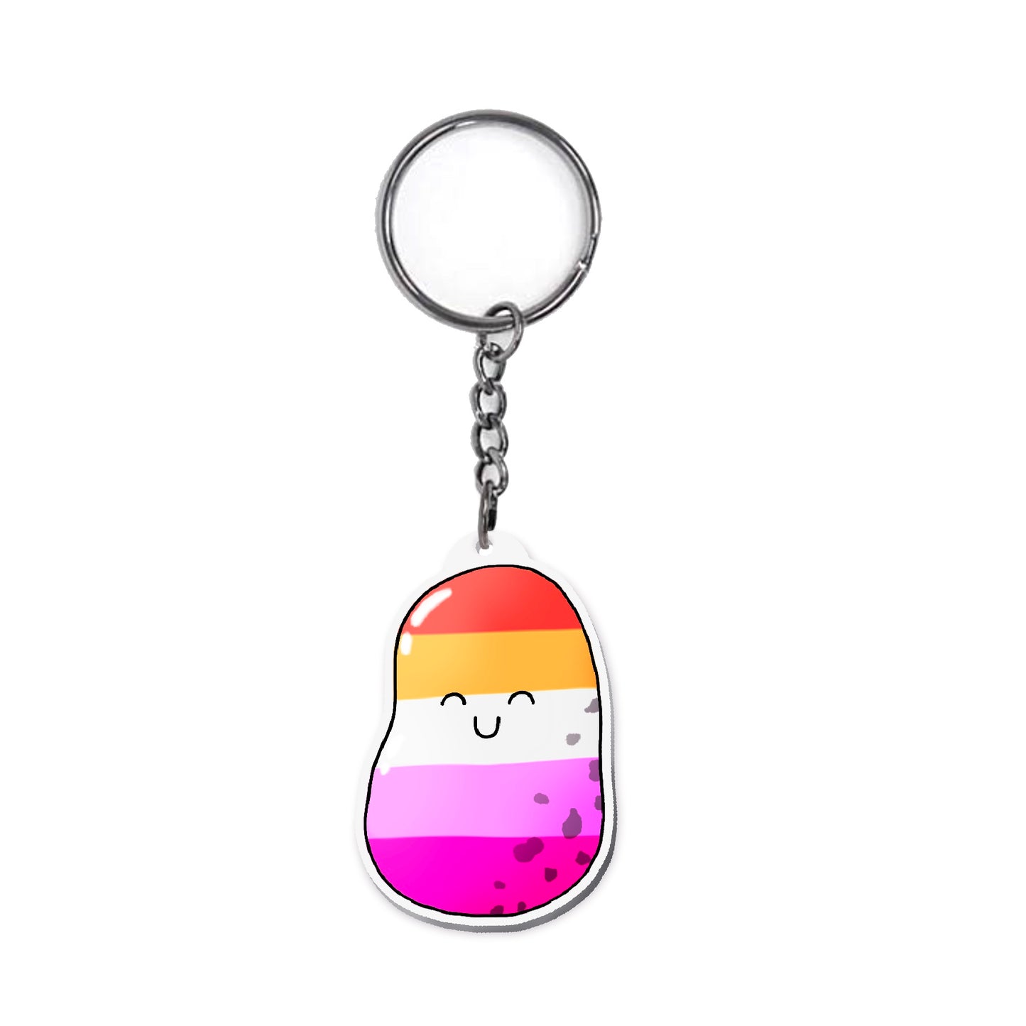 Lesbian Pride Potato Keychain | Sapphic Flag Colours | Eco-Friendly Design - Jessie's Art Shop