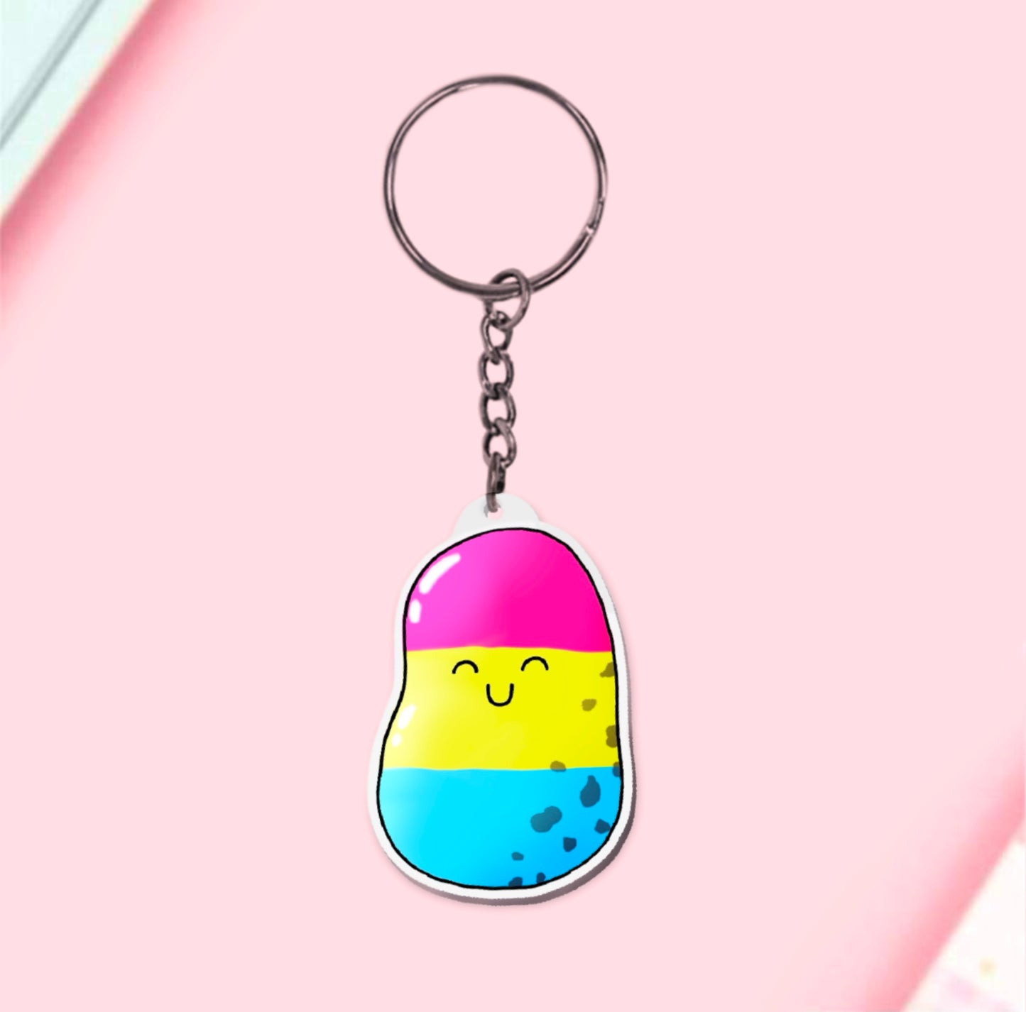 Pansexual Pride Potato Keychain | Pan Flag Colours | Discreet Shipping - Jessie's Art Shop