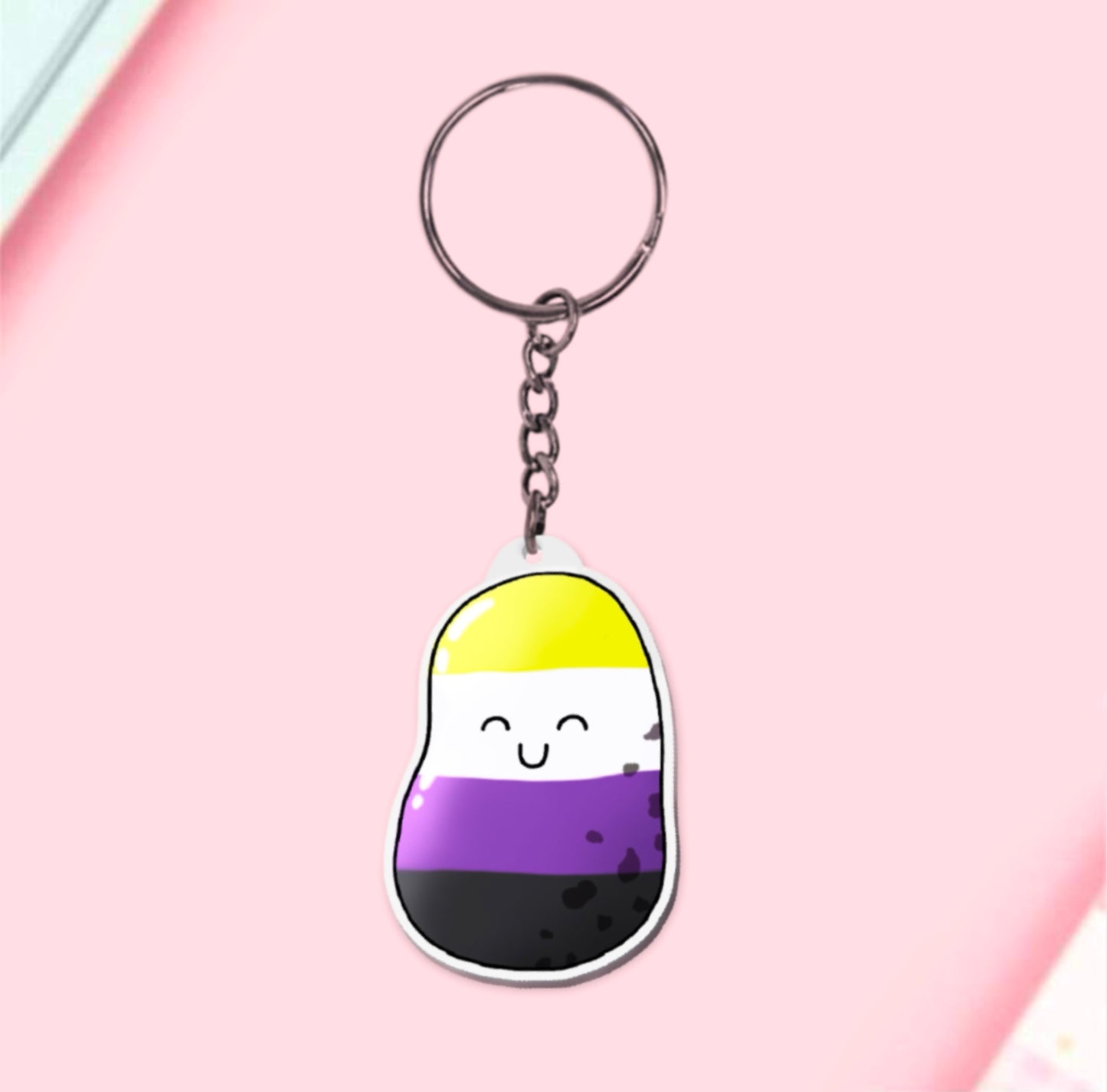 Non-Binary Pride Potato Keychain | They/Them Design | Discreet Shipping - Jessie's Art Shop