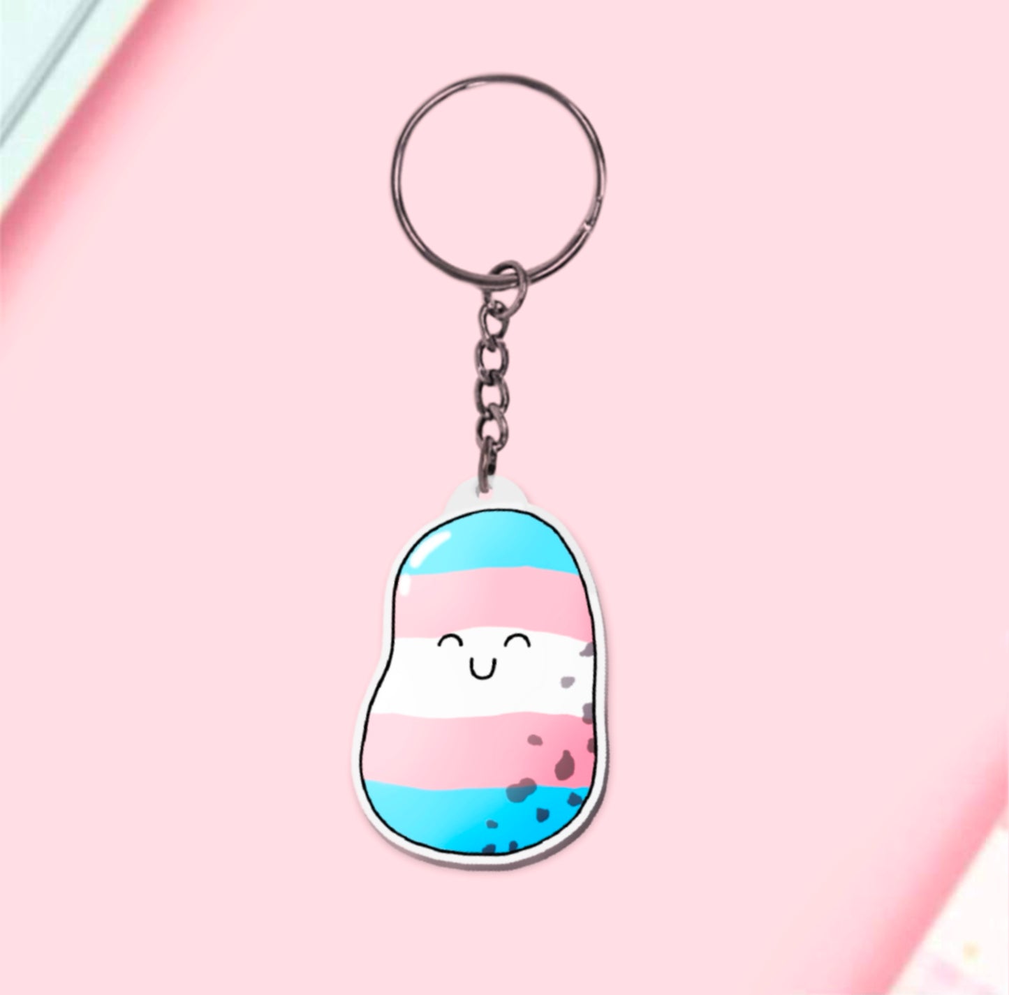 Trans potato keychain | cute transexual flag keyring | LGBTQ+ transgender accessory - Jessie's Art Shop