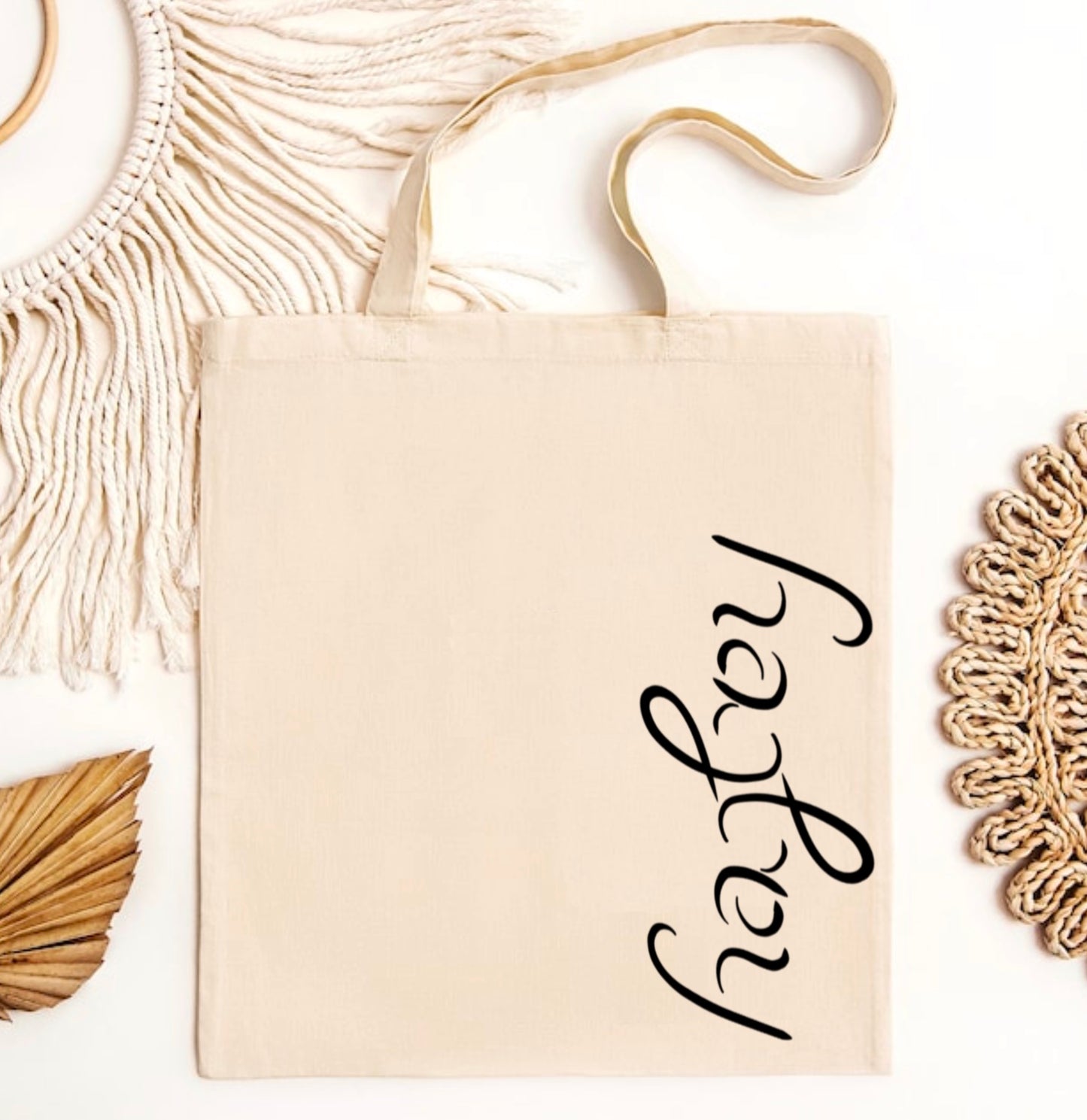 Hayley Ambigram Tote Bag | Unique Name Design | Eco-Friendly Canvas - Jessie's Art Shop