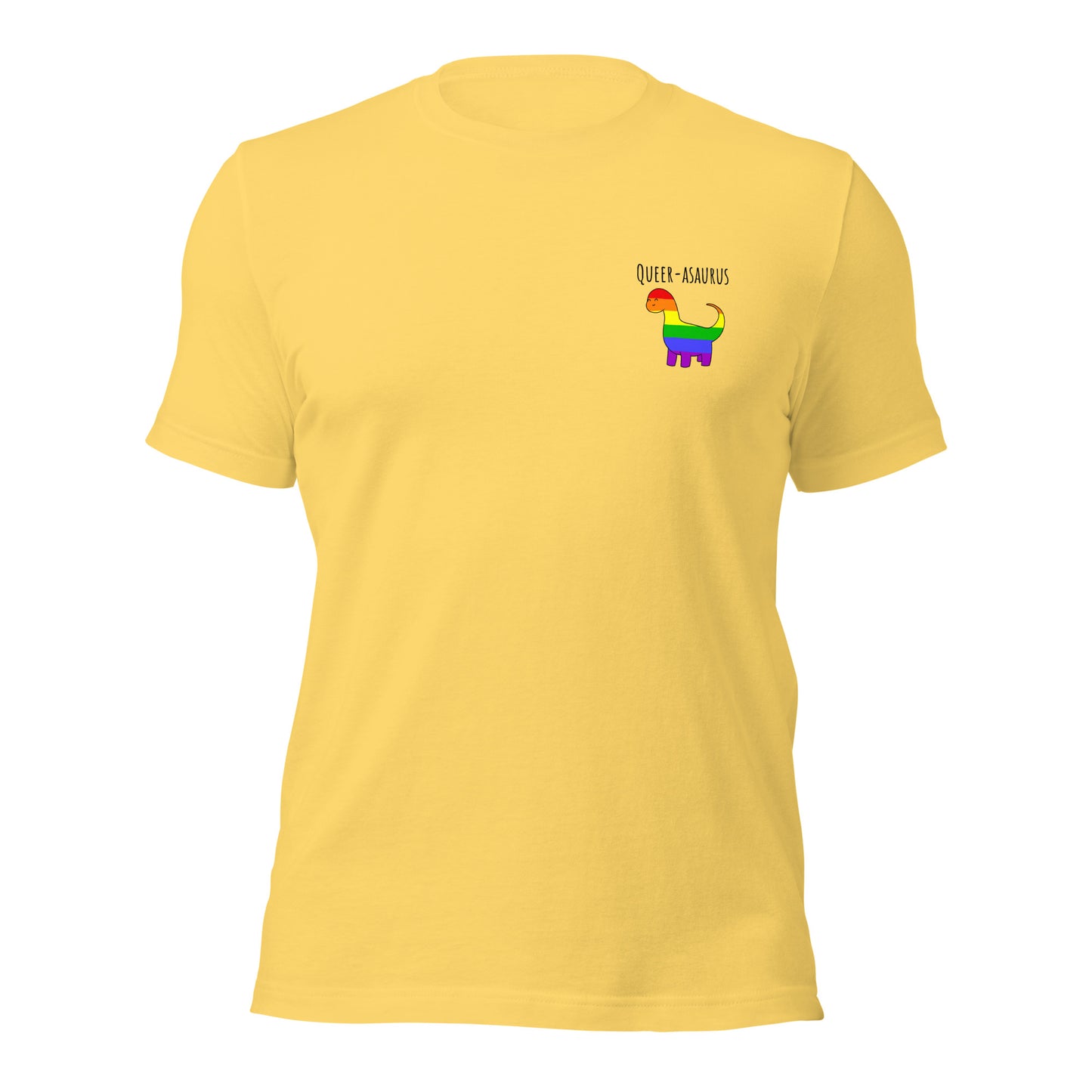 Queer-asaurus Pride T-Shirt | Rainbow Dinosaur | Premium Eco Tee - Jessie's Art Shop