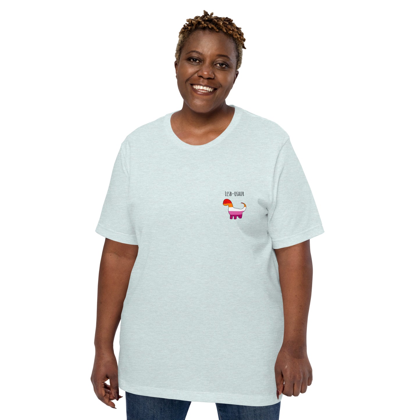 Lesb-osaur Pride T-Shirt | Cute Dinosaur Design | Premium Eco Tee - Jessie's Art Shop