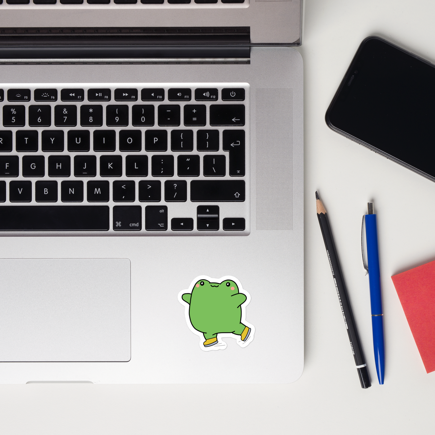 Kawaii Frog Sticker Set | 4 Cute Designs | Eco-Friendly Vinyl Pack - Jessie's Art Shop