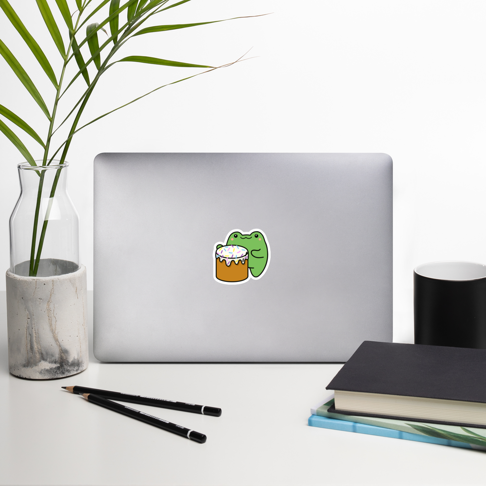 Kawaii Frog Sticker Set | 4 Cute Designs | Eco-Friendly Vinyl Pack - Jessie's Art Shop