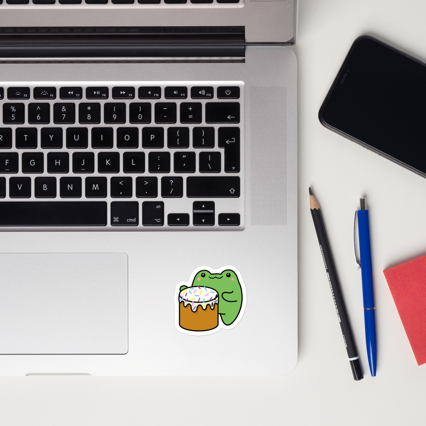 Kawaii Frog Sticker Set | 4 Cute Designs | Eco-Friendly Vinyl Pack - Jessie's Art Shop