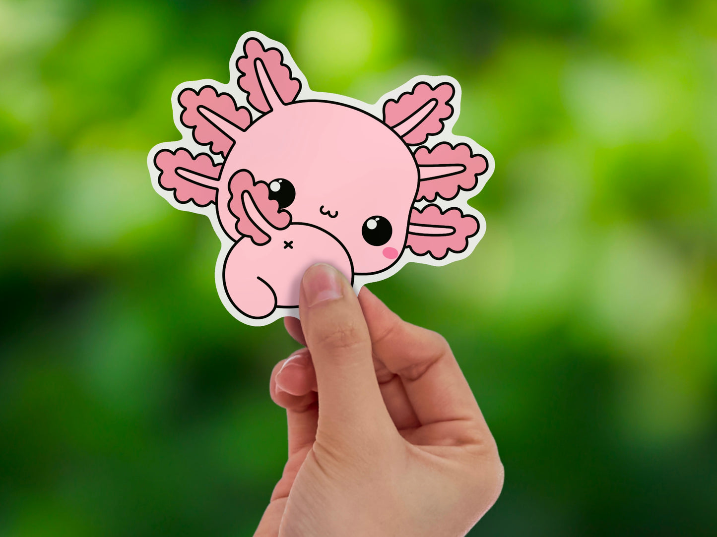 Kawaii Axolotl Sticker | Cheeky Salamander Design | Eco-Friendly Vinyl - Jessie's Art Shop