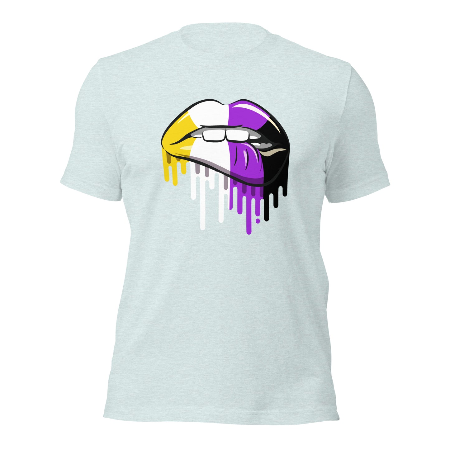 Non-Binary Pride Lip Bite T-Shirt | Enby Flag Design | Premium Eco Tee - Jessie's Art Shop