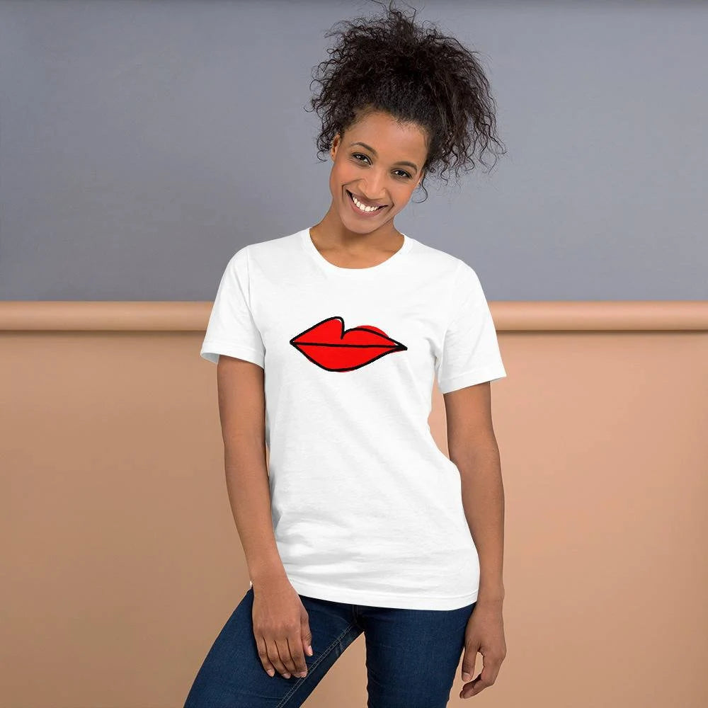 Villanelle’s lips T-shirt | premium quality eco tee | Killing Eve Amsterdam Scene - Jessie's Art Shop