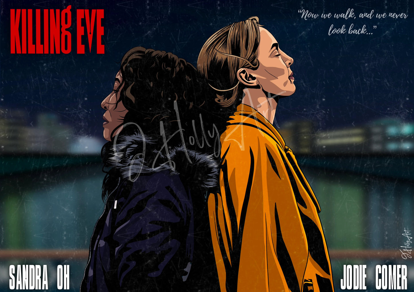 Killing Eve Season 3 Bridge Scene | Eve & Villanelle Finale Art | Premium Print - Jessie's Art Shop