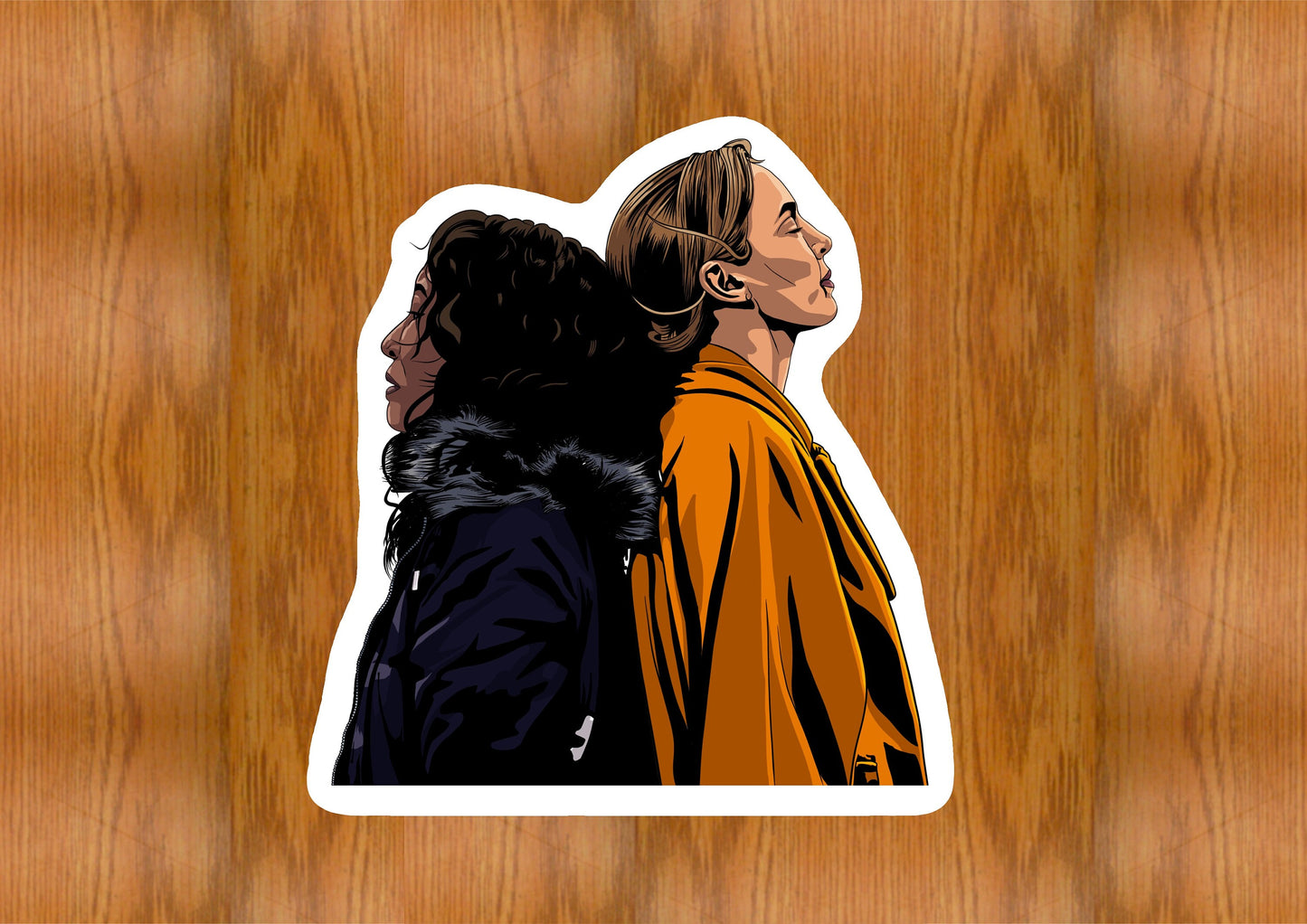 Villanelle and Eve Sticker | S3 Bridge scene | Killing Eve sticker | Eco friendly - Jessie's Art Shop