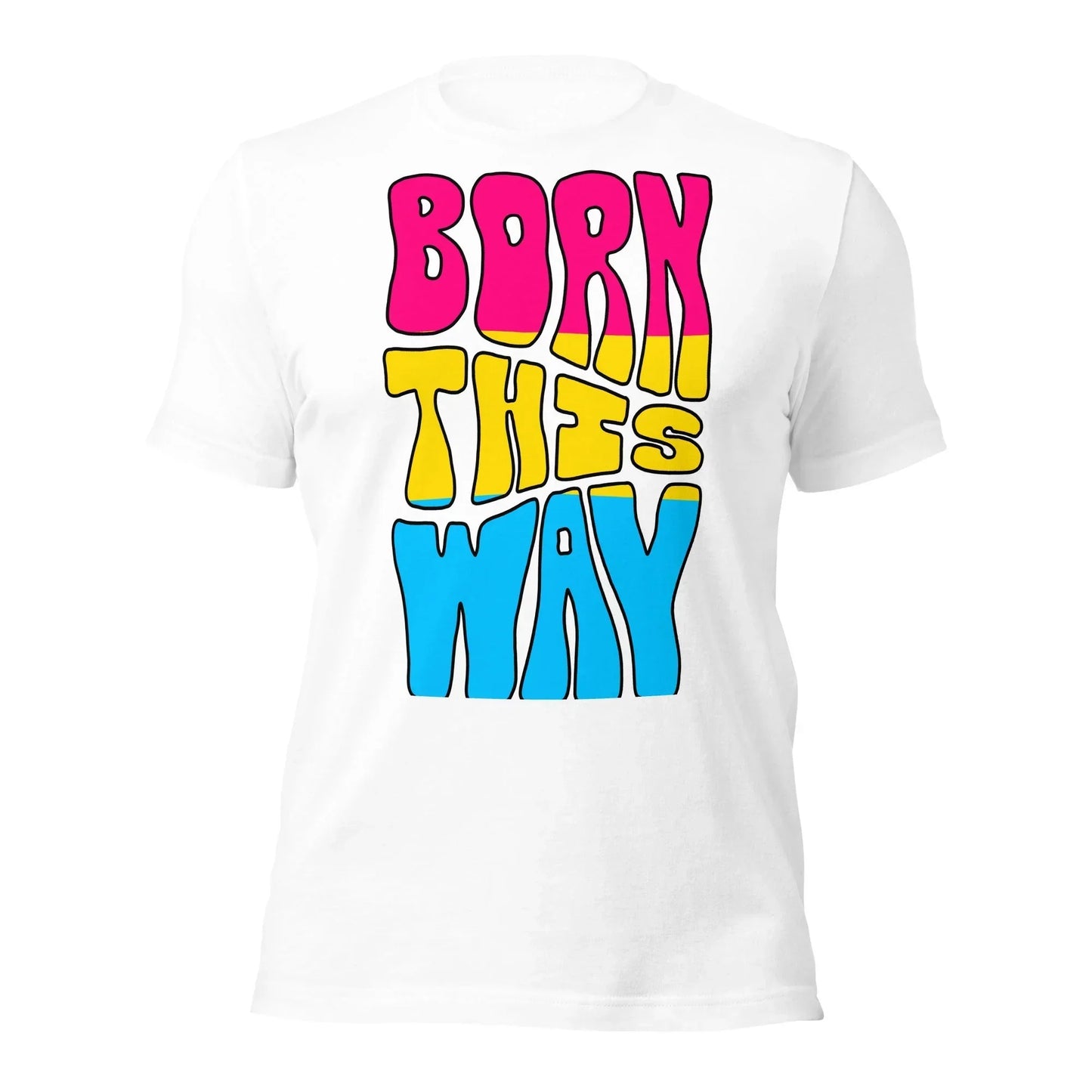 Born This Way Pansexual Pride T-Shirt | Pan Flag Colours | Premium Eco Tee - Jessie's Art Shop