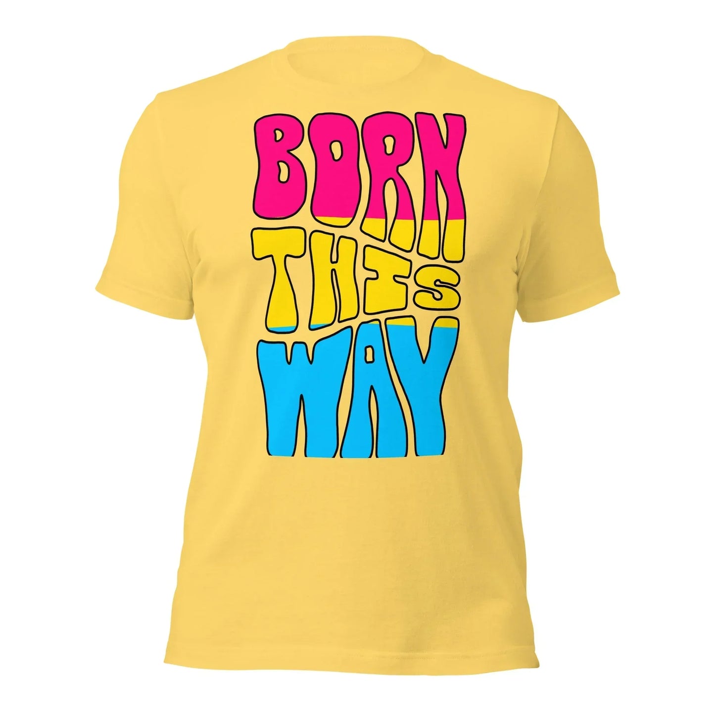 Born This Way Pansexual Pride T-Shirt | Pan Flag Colours | Premium Eco Tee - Jessie's Art Shop