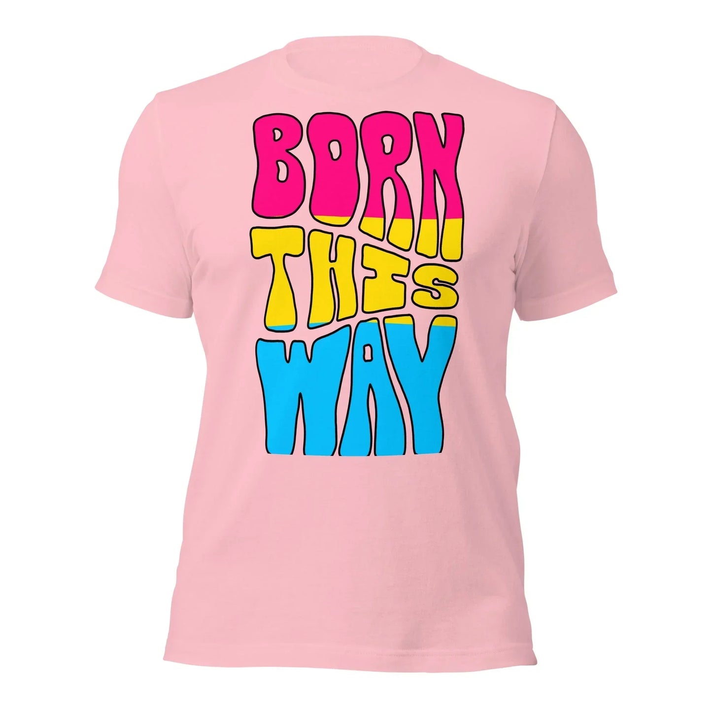 Born This Way Pansexual Pride T-Shirt | Pan Flag Colours | Premium Eco Tee - Jessie's Art Shop