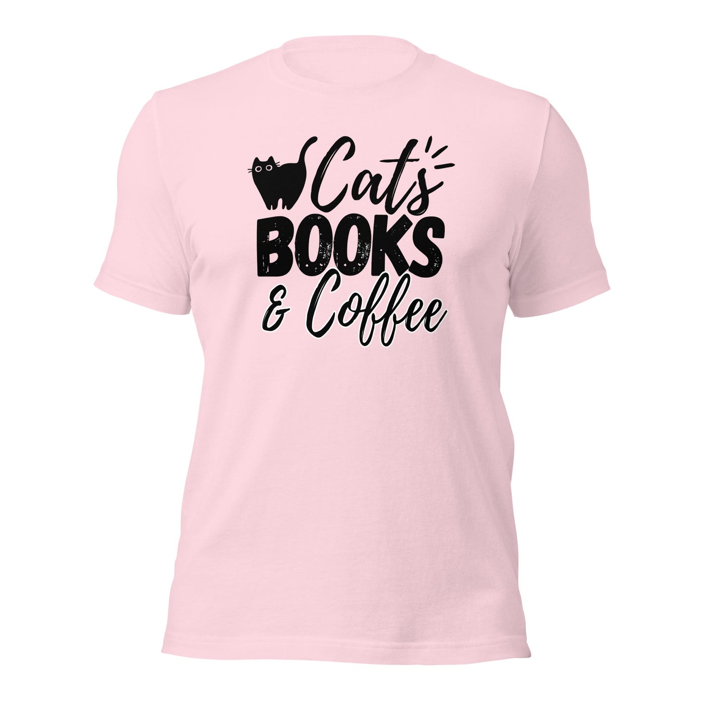 Cats books and coffee T-shirt | Cat Lovers Gift | Premium tee - Jessie's Art Shop
