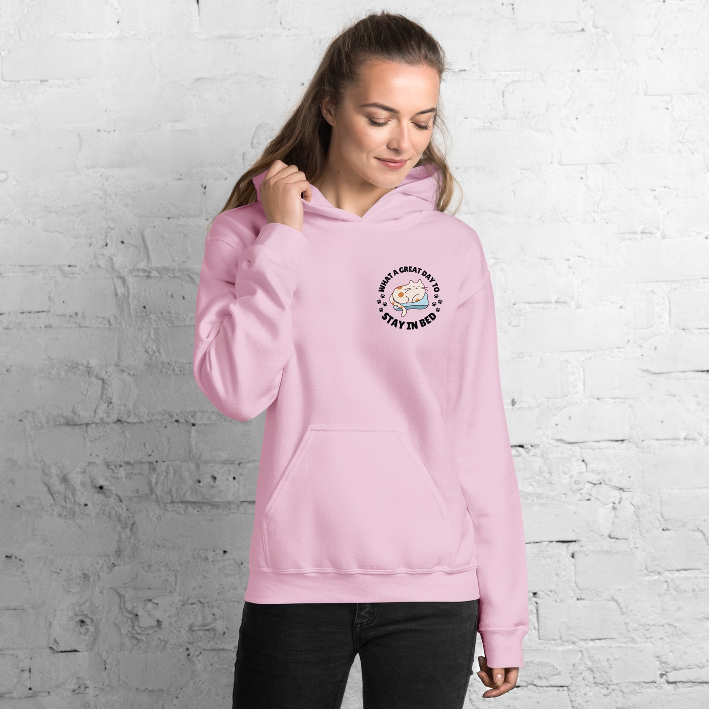 What a great day to stay in bed Hoodie | Eco friendly sustainable clothing - Jessie's Art Shop