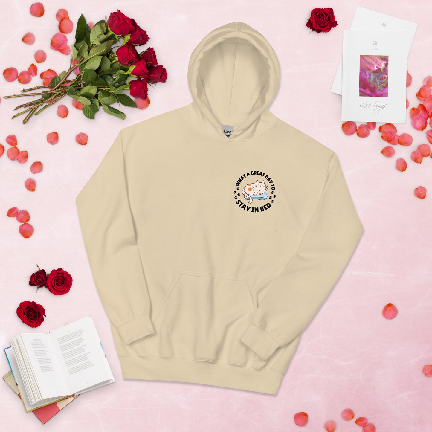 What a great day to stay in bed Hoodie | Eco friendly sustainable clothing - Jessie's Art Shop