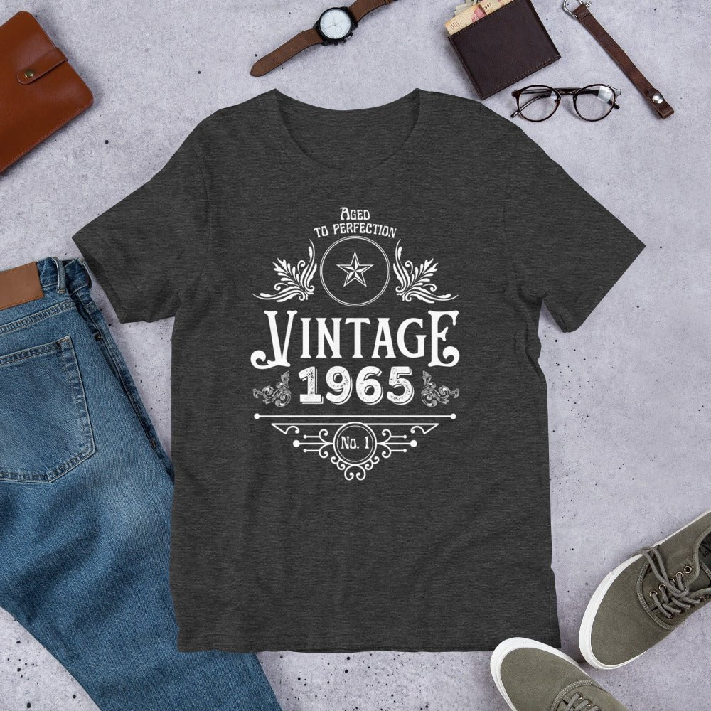 1965 Vintage 60th Birthday T-shirt | Aged to Perfection | Premium Gift Tee - Jessie's Art Shop