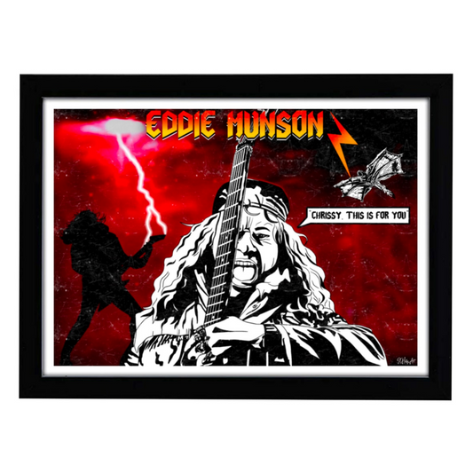 Eddie Munson playing guitar solo Stranger Things Art Print by JHollyArt