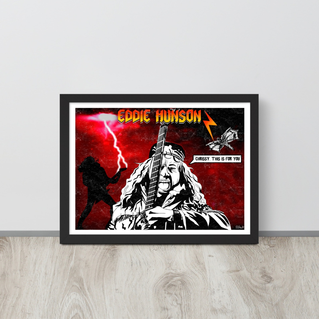 Eddie Munson playing guitar solo Stranger Things Art Print by JHollyArt