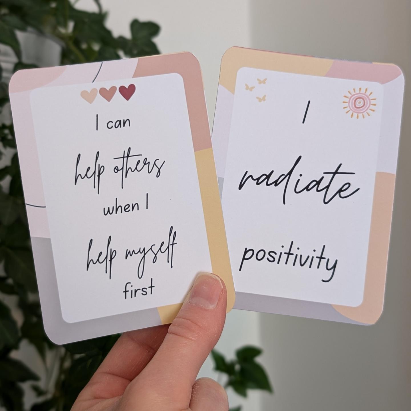 12 cartes d'affirmation positive quotidiennes | cartes de soins personnels bohèmes pour tous les jours