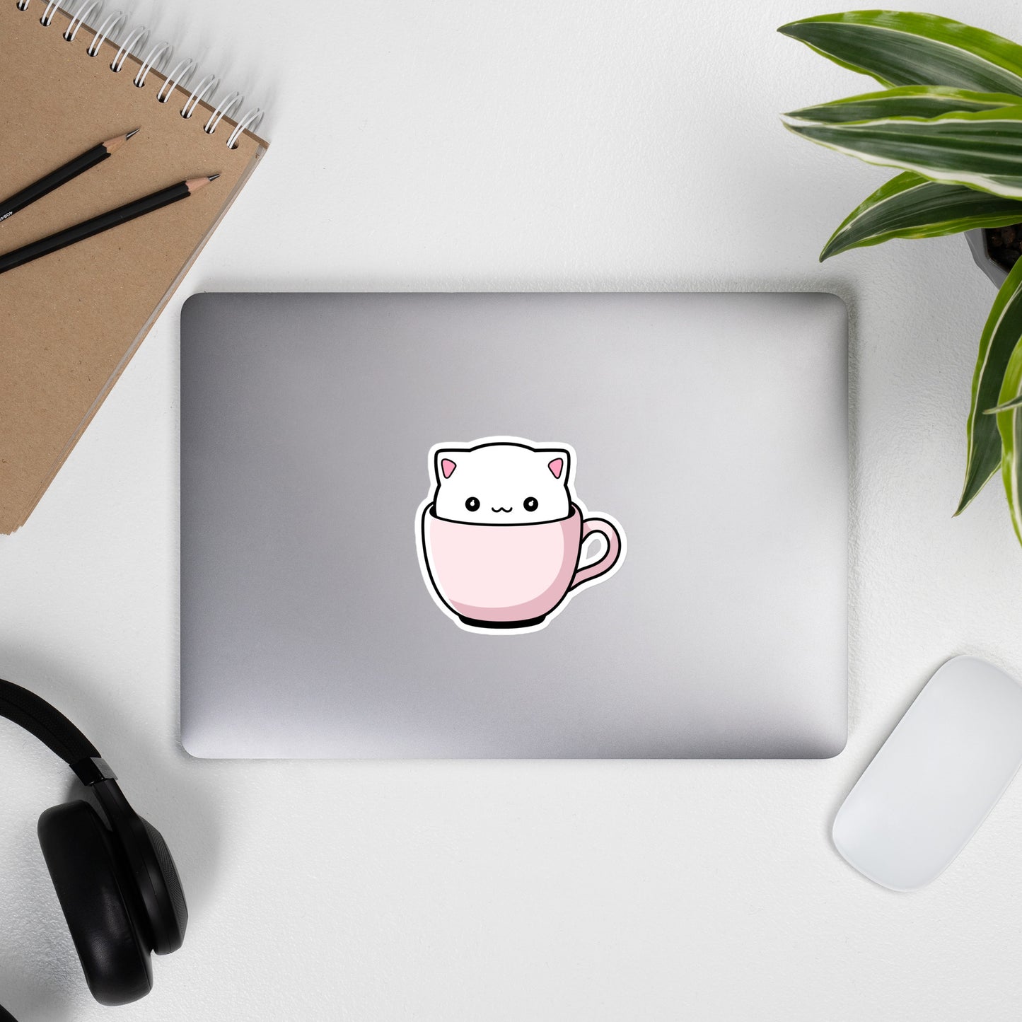 Kawaii Cat in Cup Sticker | Cute Coffee & Tea Design | Eco-Friendly Vinyl