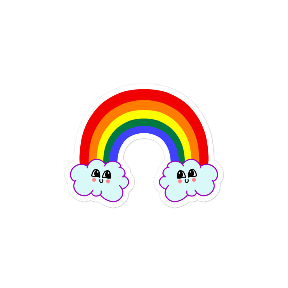 Kawaii Rainbow & Clouds Sticker | Happy Weather Design | Eco-Friendly Vinyl - Jessie's Art Shop