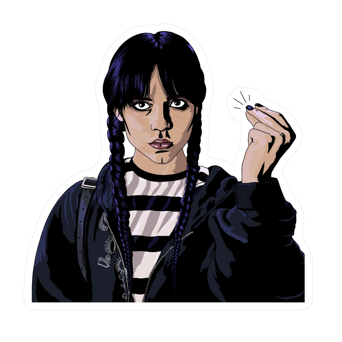 Wednesday Snap Twice Sticker | Iconic Scene | JHollyArt Fan Art - Jessie's Art Shop