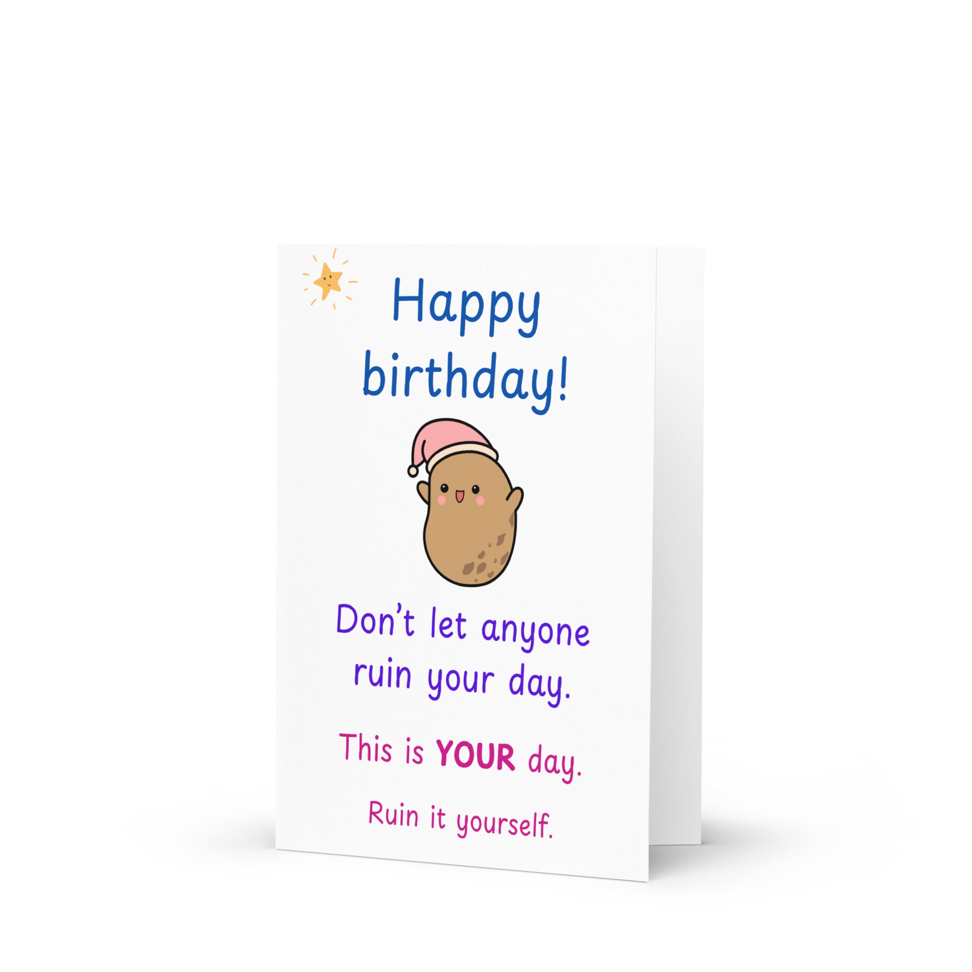 Kawaii Potato Birthday Card | Sarcastic Humour | Premium A5 Custom - Jessie's Art Shop