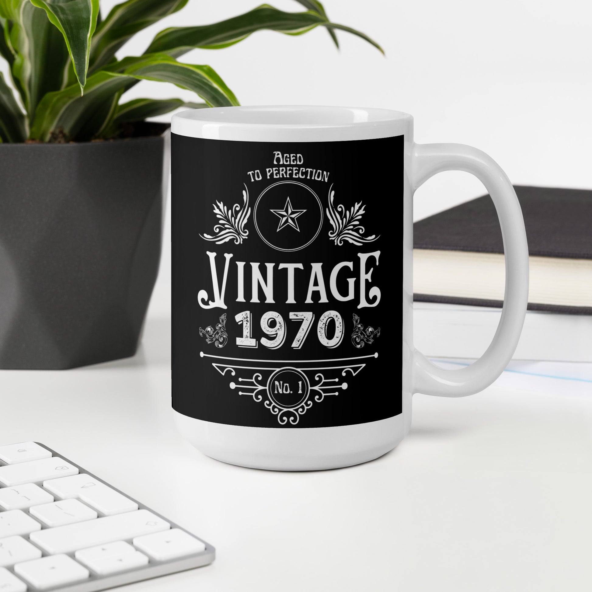 Vintage 1970 54th Birthday Mug | Eco Friendly Cup - Jessie's Art Shop