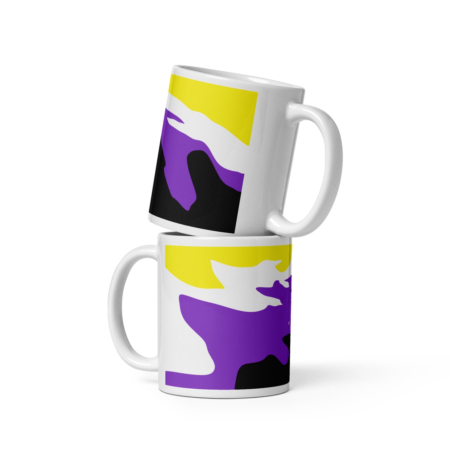 Non-Binary Flag Wavy Design Mug | LGBTQ+ Eco Friendly Cup - Jessie's Art Shop