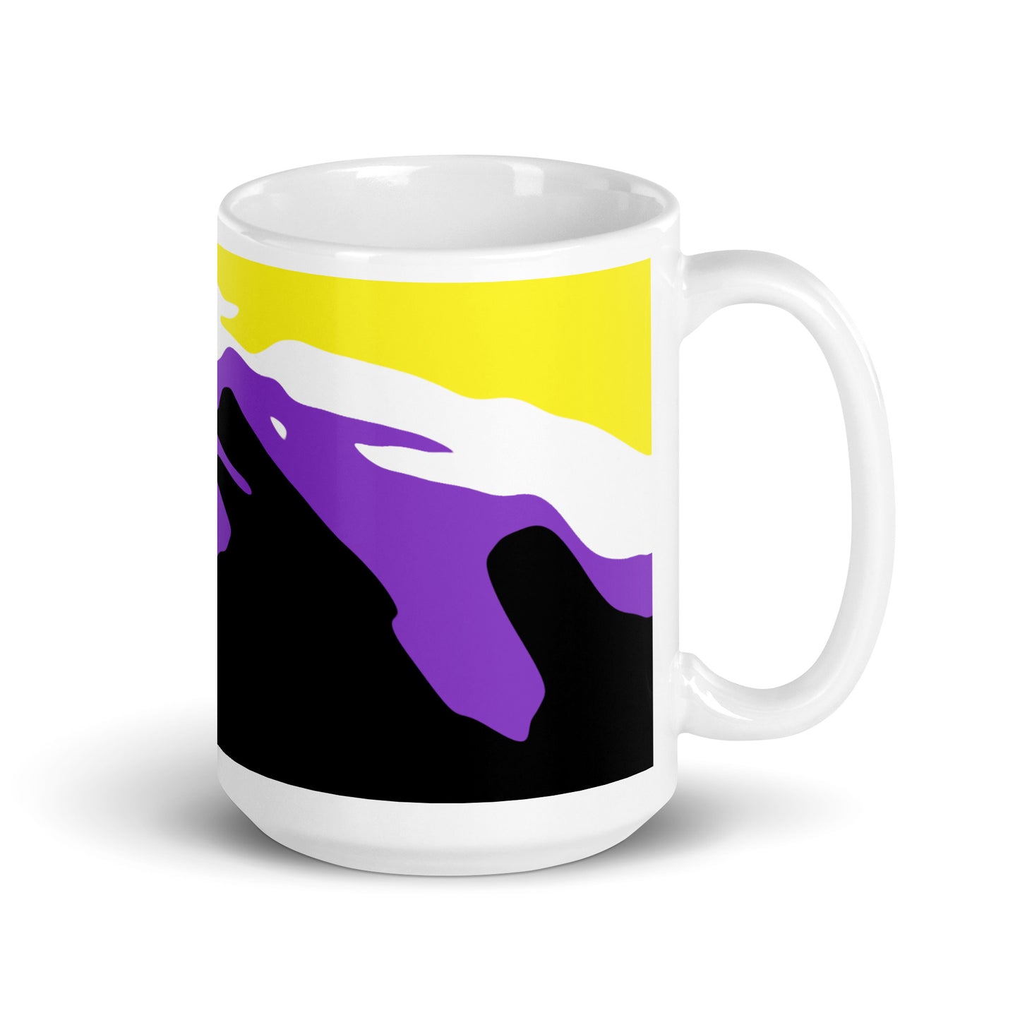 Non-Binary Flag Wavy Design Mug | LGBTQ+ Eco Friendly Cup - Jessie's Art Shop