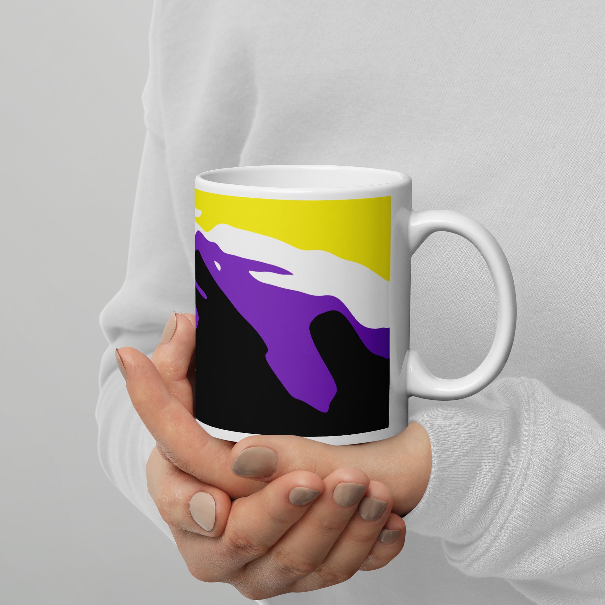 Non-Binary Flag Wavy Design Mug | LGBTQ+ Eco Friendly Cup - Jessie's Art Shop