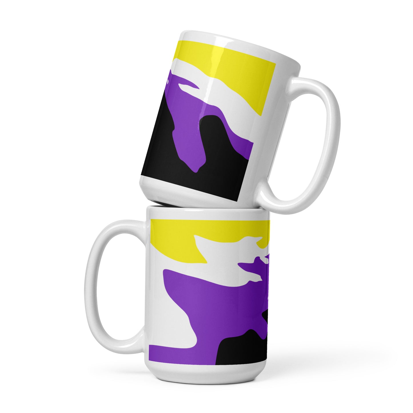 Non-Binary Flag Wavy Design Mug | LGBTQ+ Eco Friendly Cup - Jessie's Art Shop