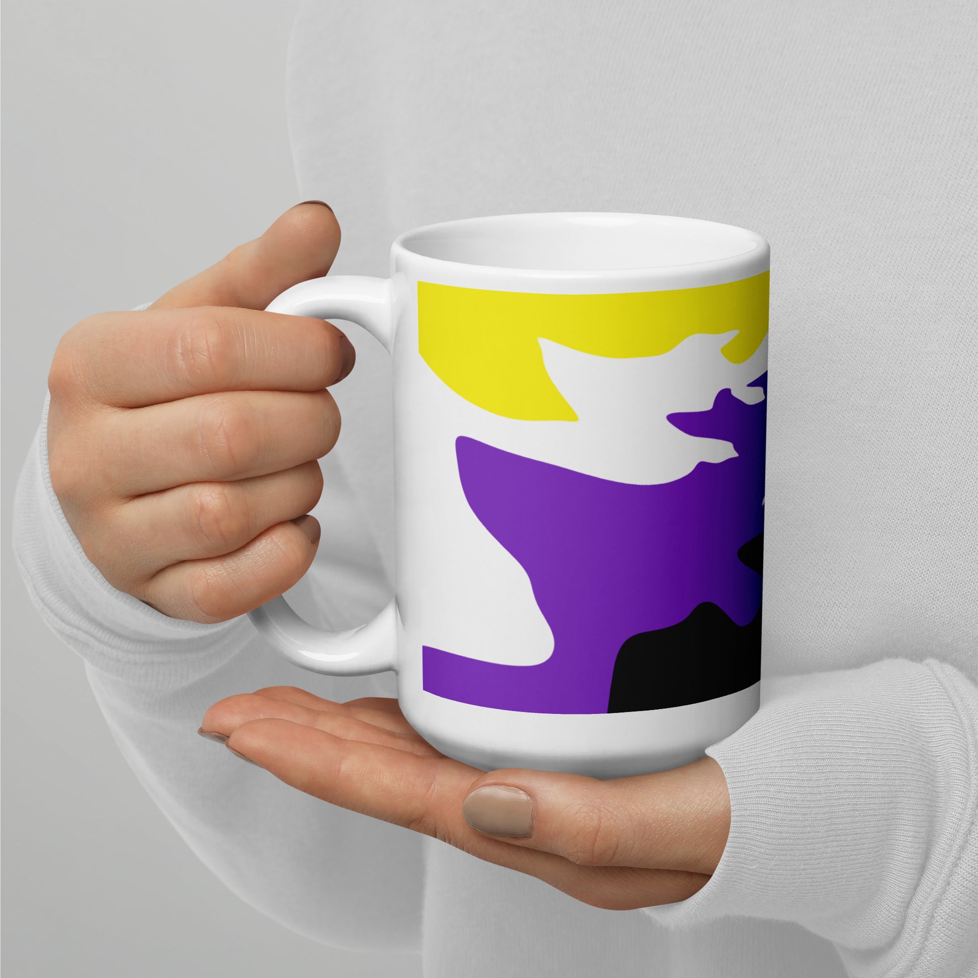 Non-Binary Flag Wavy Design Mug | LGBTQ+ Eco Friendly Cup - Jessie's Art Shop