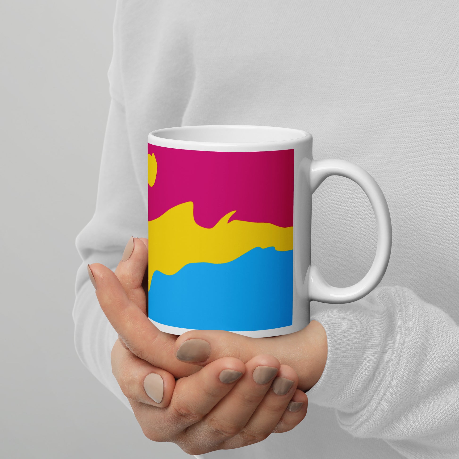 Pansexual Flag Wavy Design Mug | LGBTQ+ Eco Friendly Cup - Jessie's Art Shop