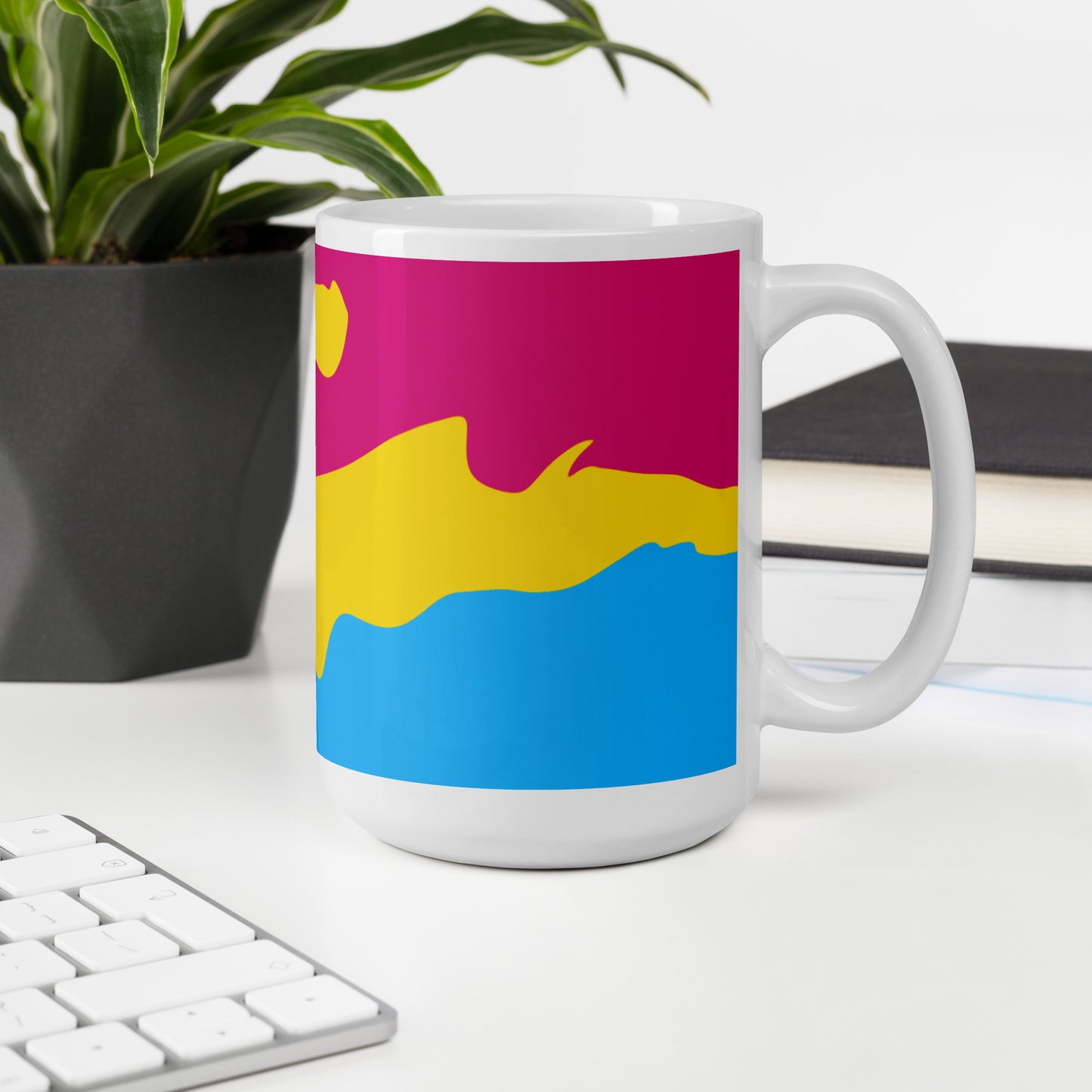 Pansexual Flag Wavy Design Mug | LGBTQ+ Eco Friendly Cup - Jessie's Art Shop