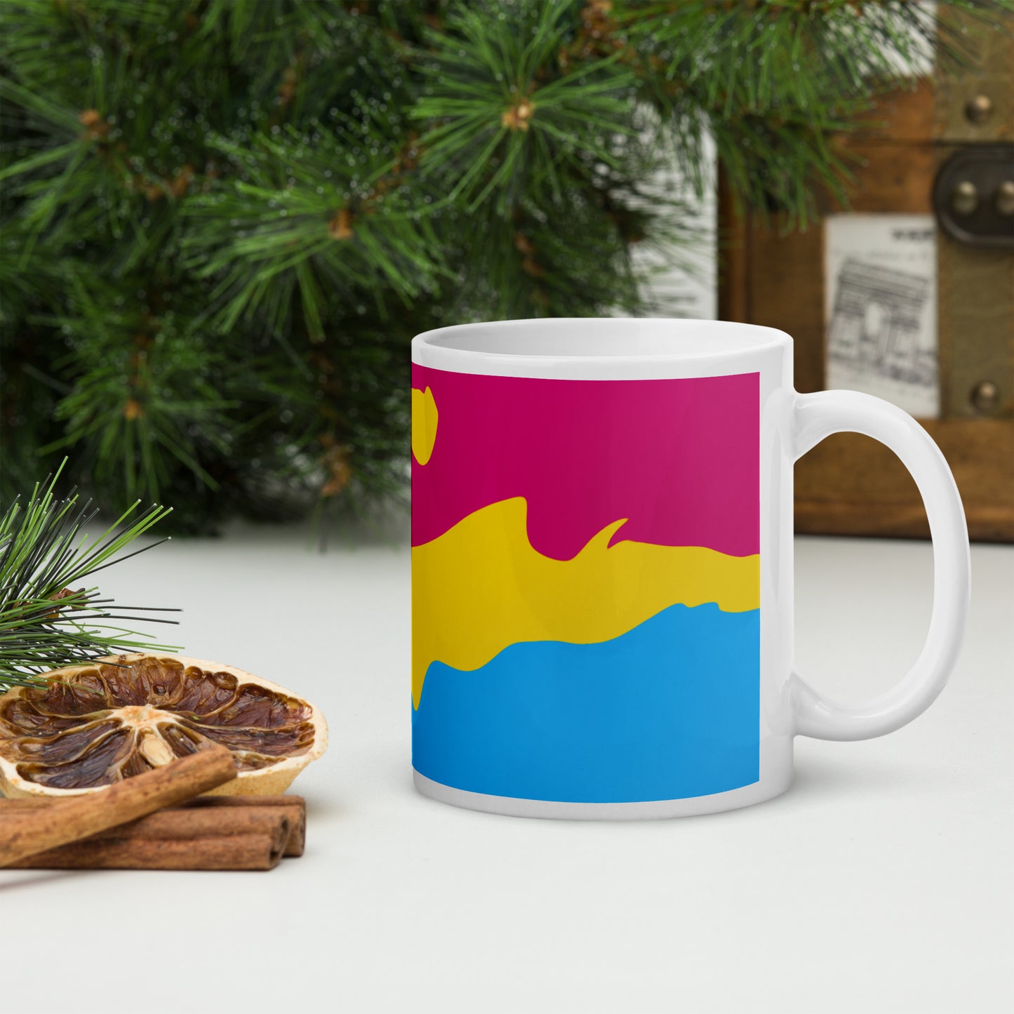 Pansexual Flag Wavy Design Mug | LGBTQ+ Eco Friendly Cup - Jessie's Art Shop