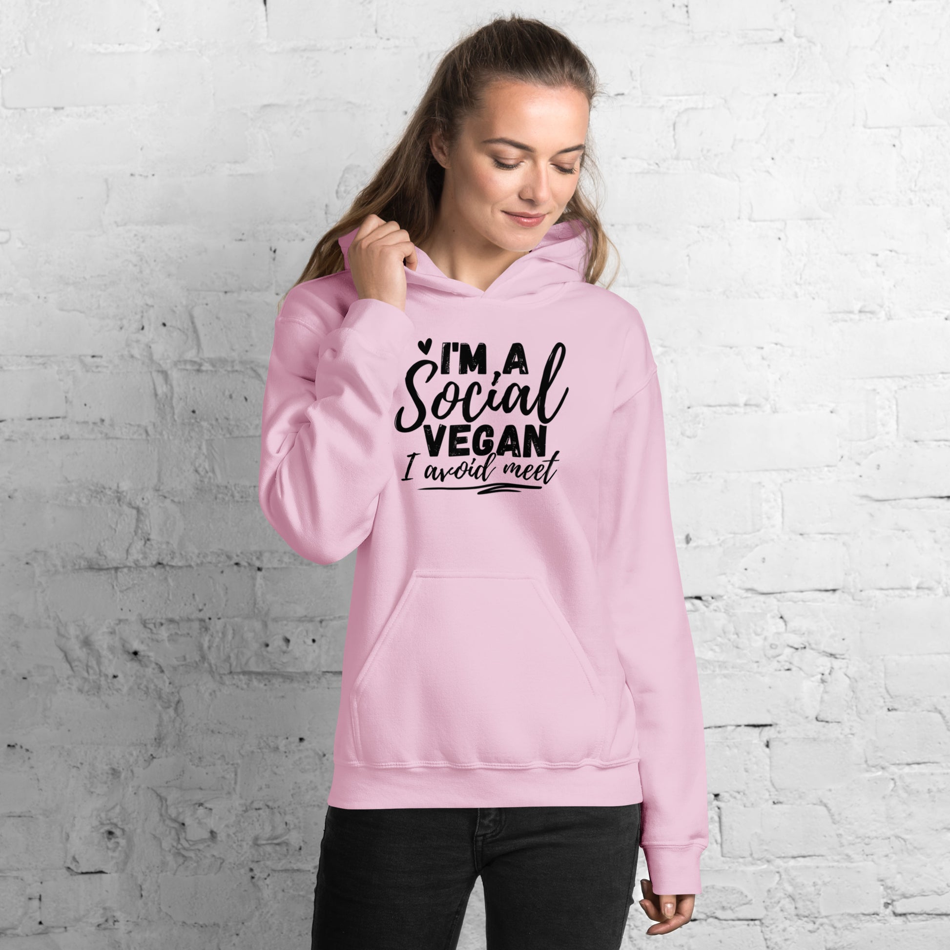 I’m a social vegan. I avoid meet Hoodie | Funny Eco friendly sustainable clothing - Jessie's Art Shop