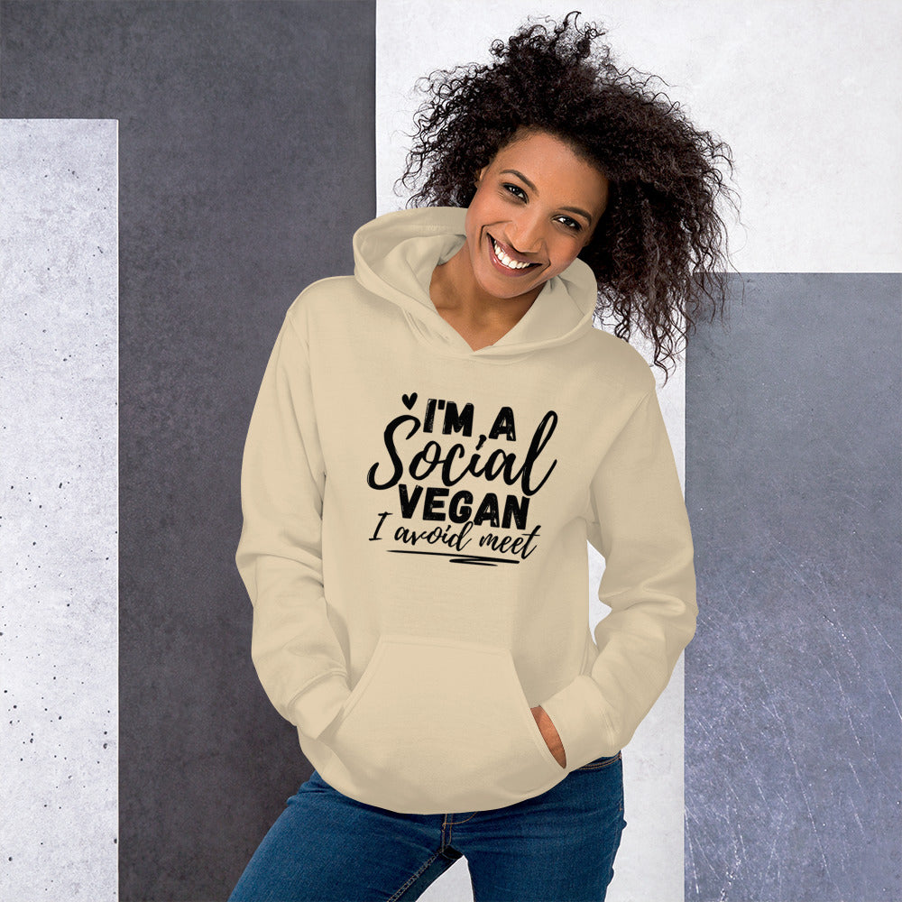 I’m a social vegan. I avoid meet Hoodie | Funny Eco friendly sustainable clothing - Jessie's Art Shop