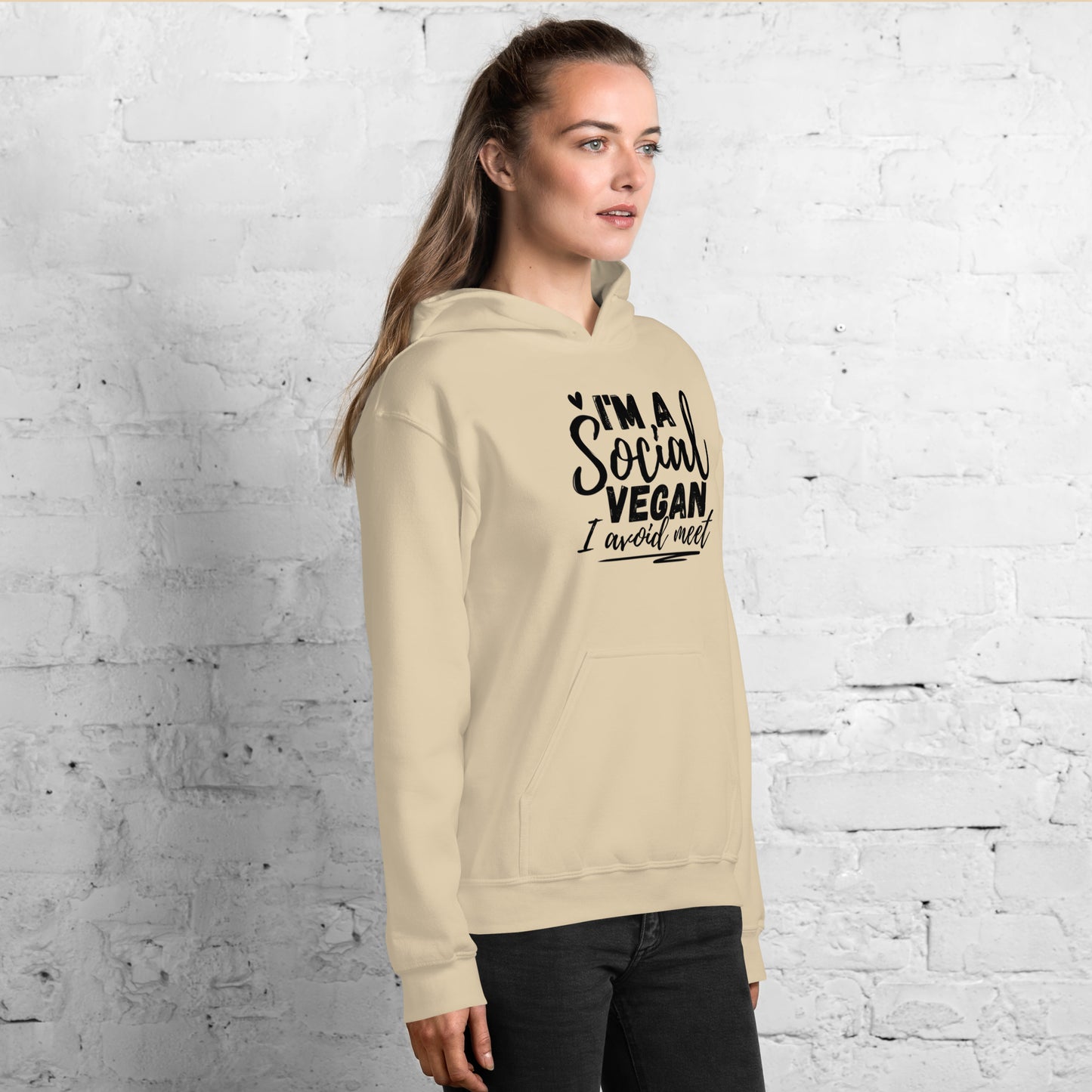 I’m a social vegan. I avoid meet Hoodie | Funny Eco friendly sustainable clothing - Jessie's Art Shop