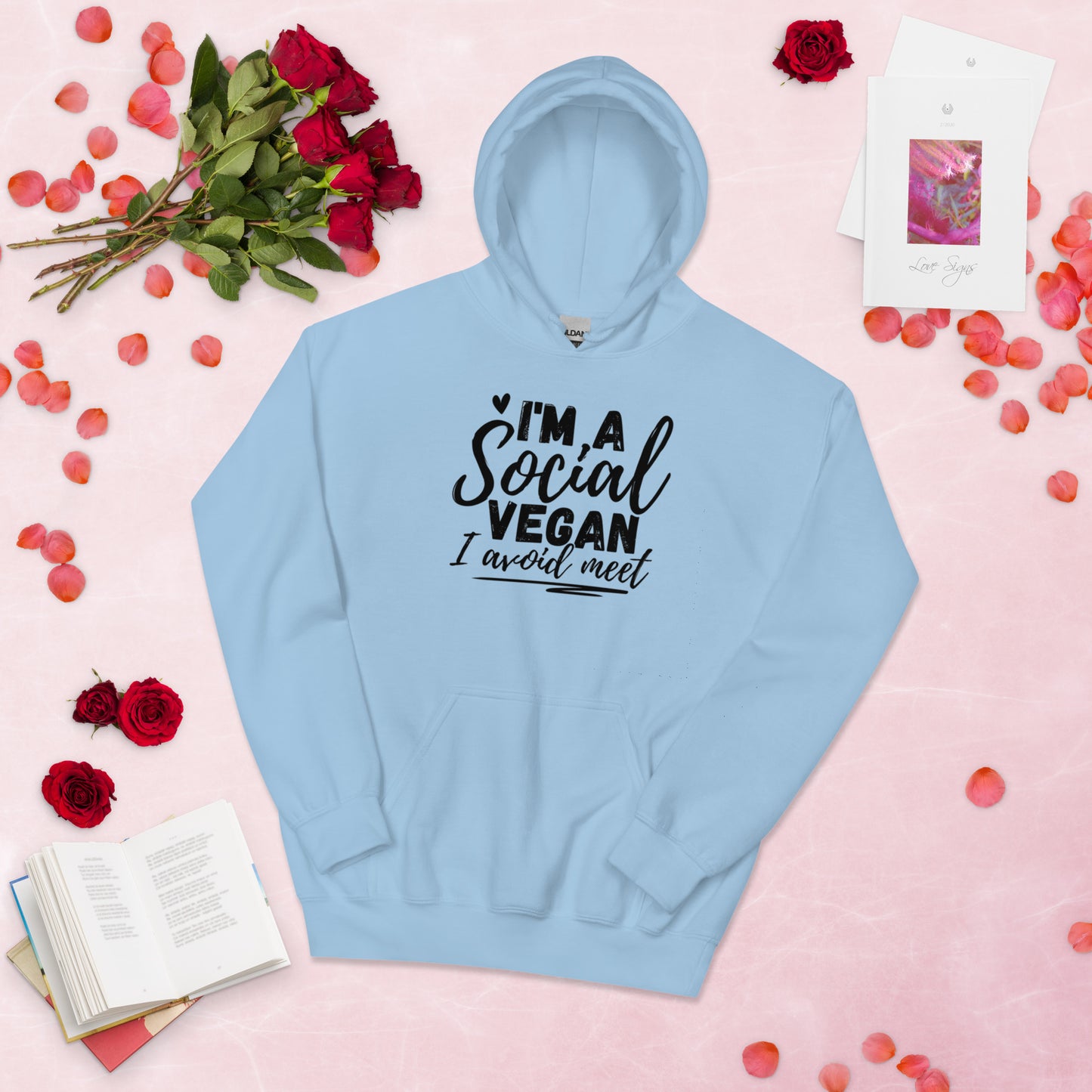 I’m a social vegan. I avoid meet Hoodie | Funny Eco friendly sustainable clothing - Jessie's Art Shop